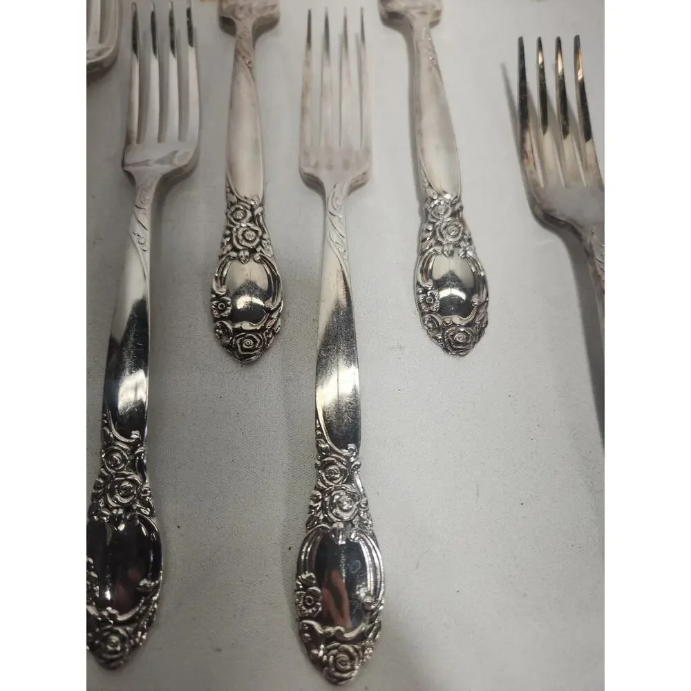 Lot of 7 Oneida J.J. Audrey Stainless Steel Dinner Forks Floral Rose Flatware